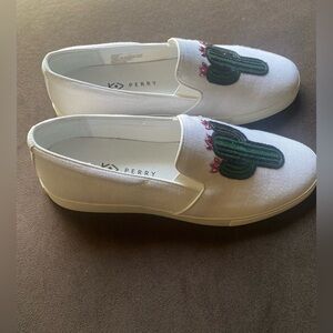 Katy Perry White Slip-On with Cactus Design